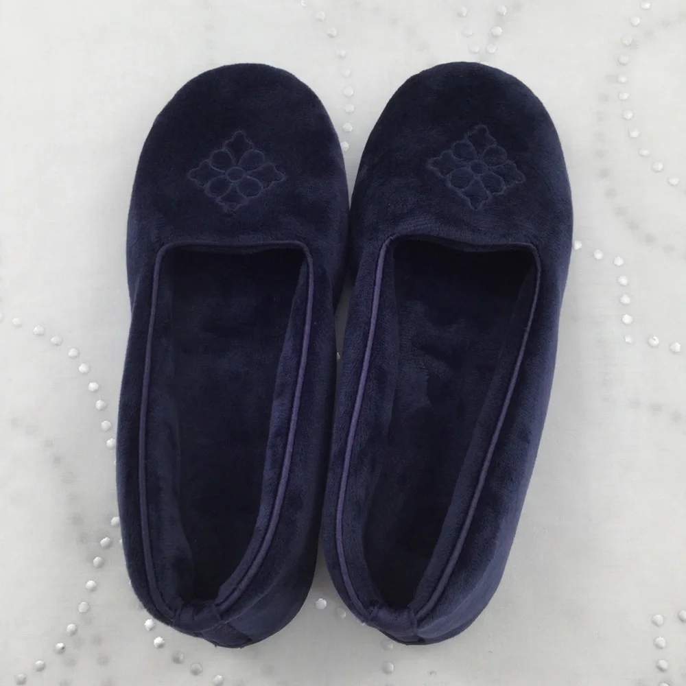 Dearfoam Navy velvety Super padded soft slippers